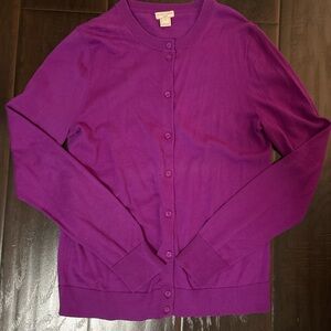 J. Crew Purple Cardigan Sweater Classic Knit